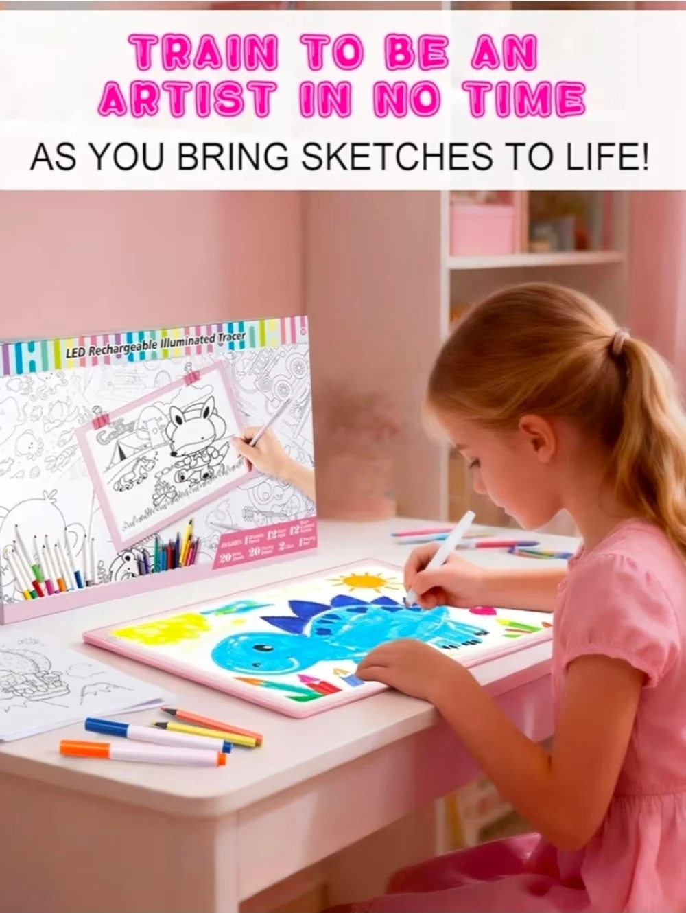 LED Drawing Tablet Kits Pink - 15